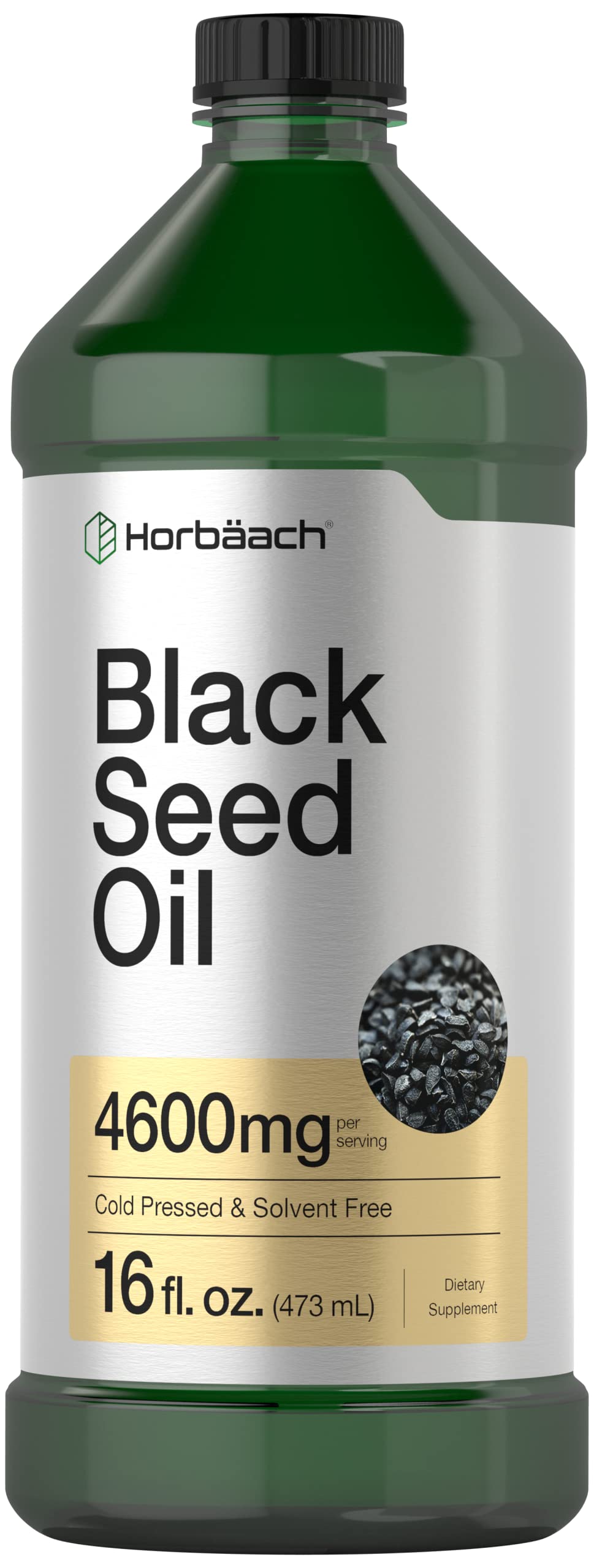 Horbäach Black Seed Oil Liquid bottle shown for daily wellness use.