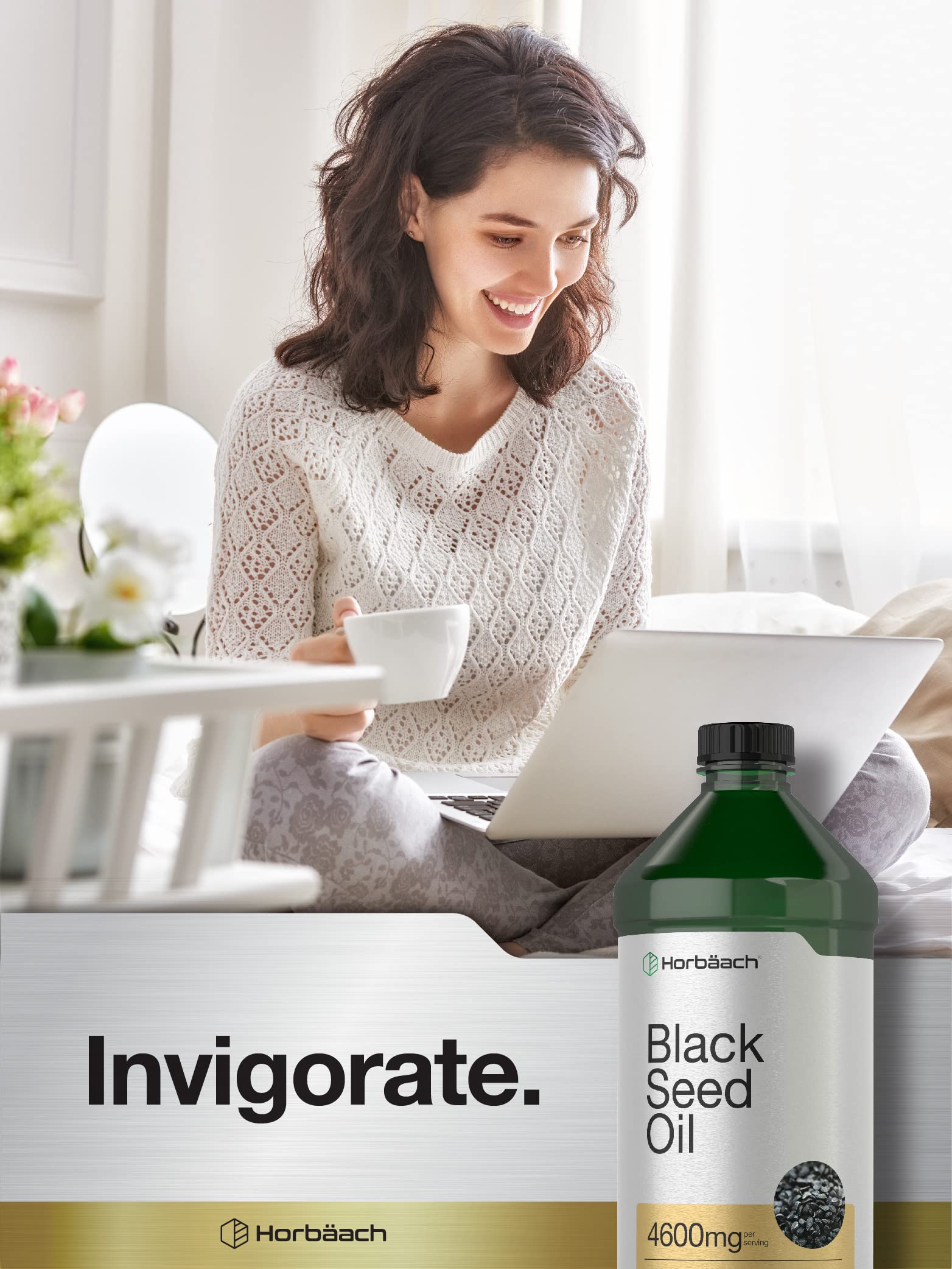 Horbäach Black Seed Oil Liquid nutrition facts emphasize omega content.