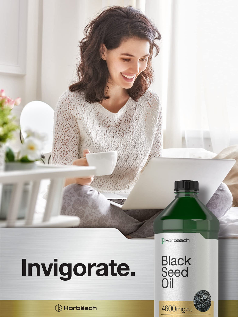 Horbäach Black Seed Oil Liquid nutrition facts emphasize omega content.