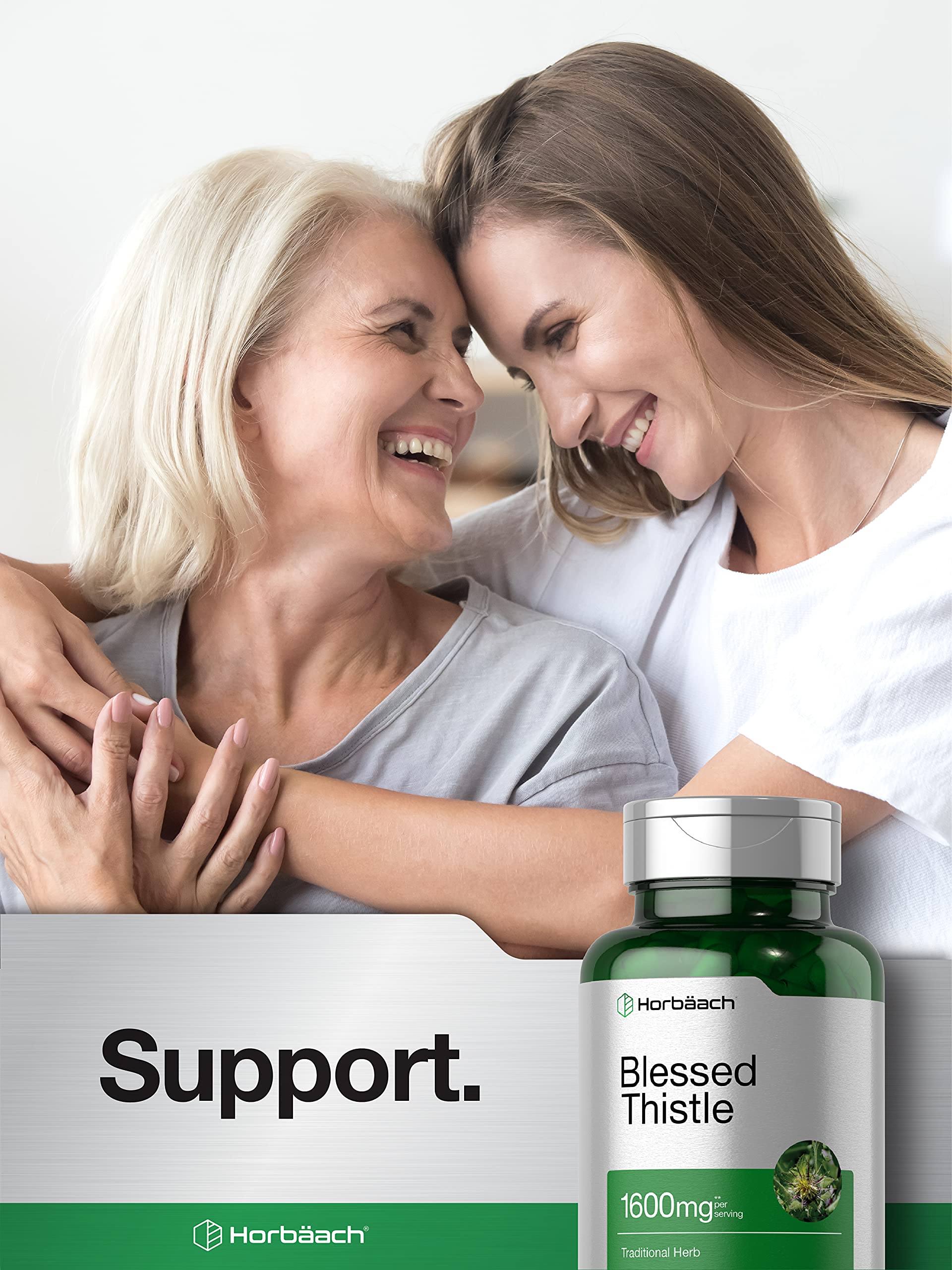 Horbaach Blessed Thistle Capsules ingredients panel communicates nutrient-rich profile.