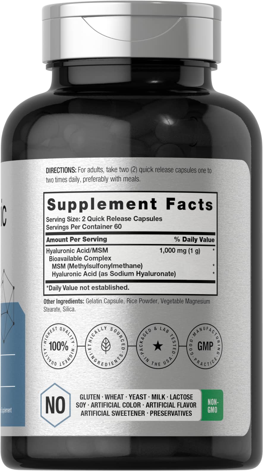 Horbäach bottle with label emphasizes gluten-free, non-GMO formulation for clean daily use.