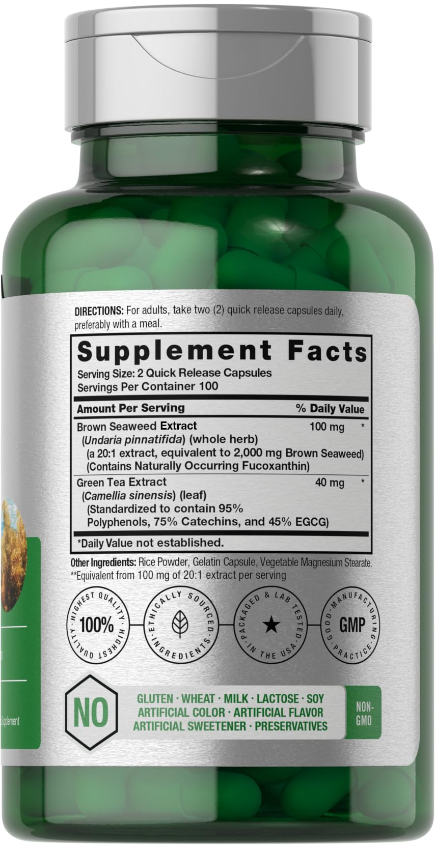 Horbäach Brown Seaweed Extract Capsules pour showing easy daily serving.