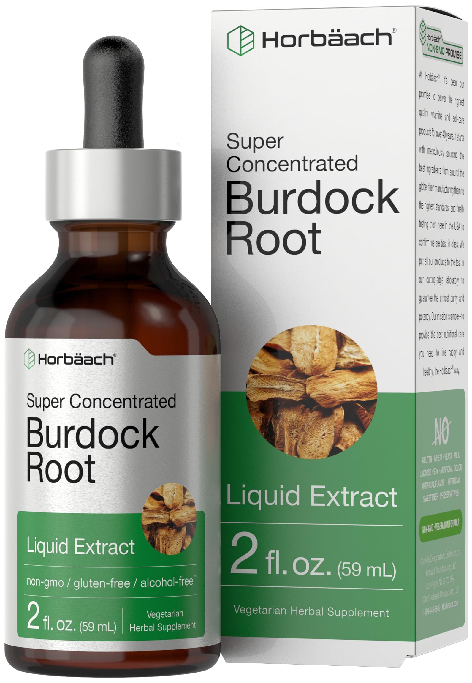 Horbäach Burdock Root Tincture bottle front for simple daily herbal support.