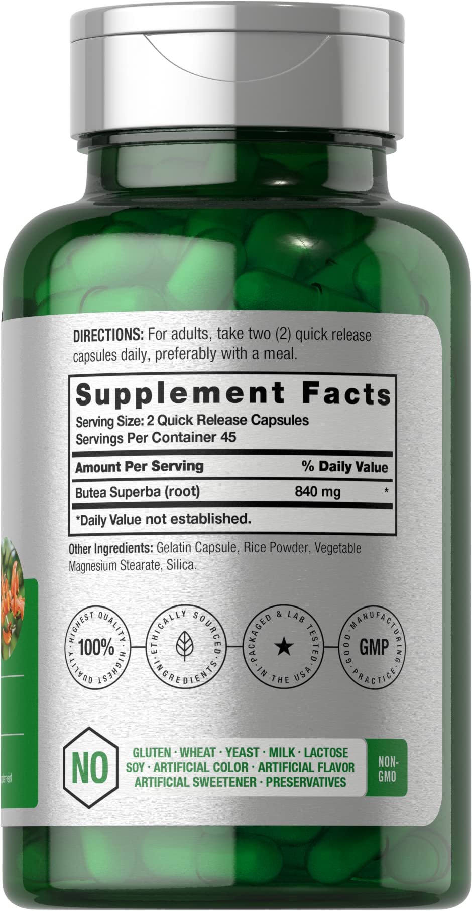 Horbaach Butea Superba root label close-up highlighting high-dosage per serving.