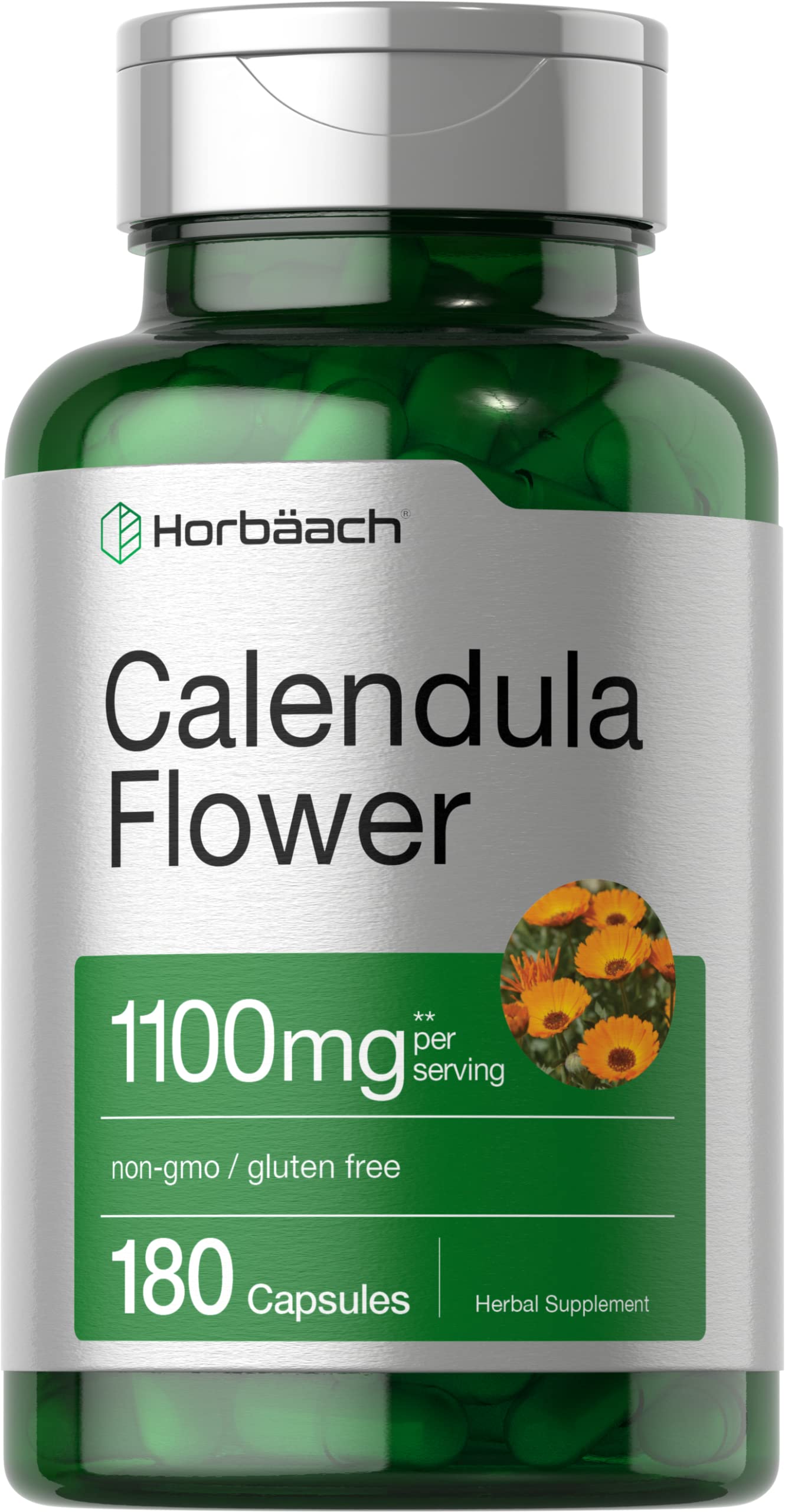 Horbäach Calendula flower capsules bottle for daily herbal support