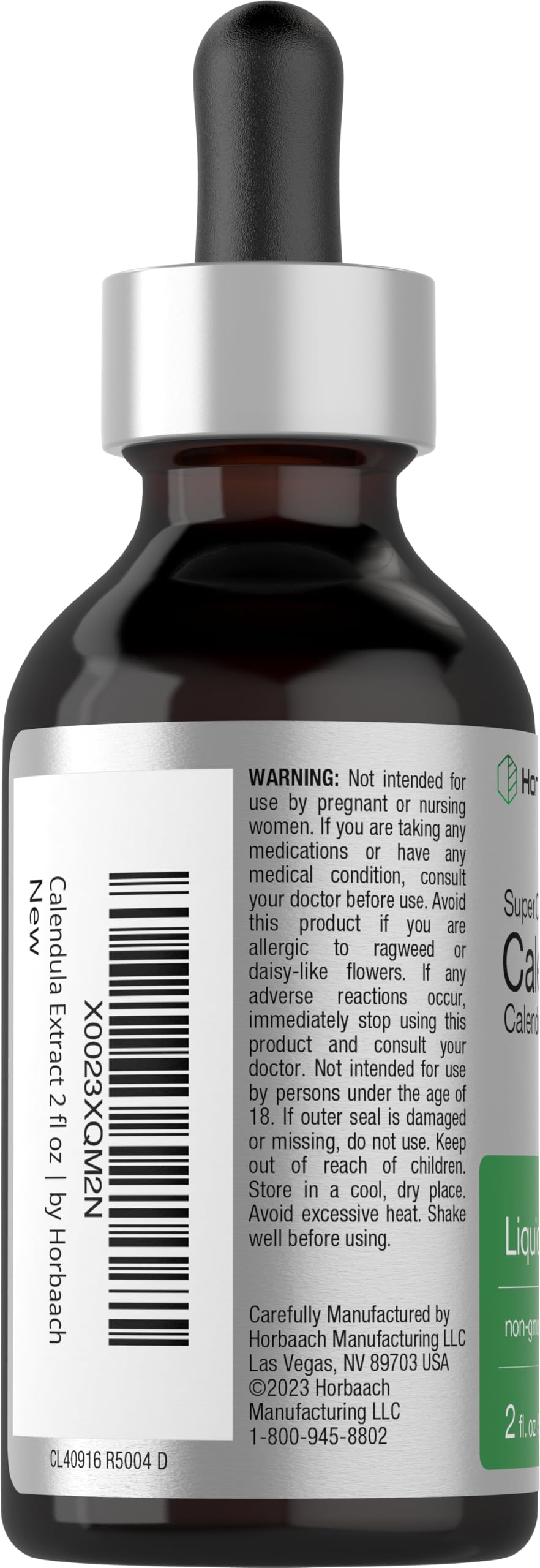 Horbäach Calendula Tincture 2oz bottle with clear label for easy dosing.