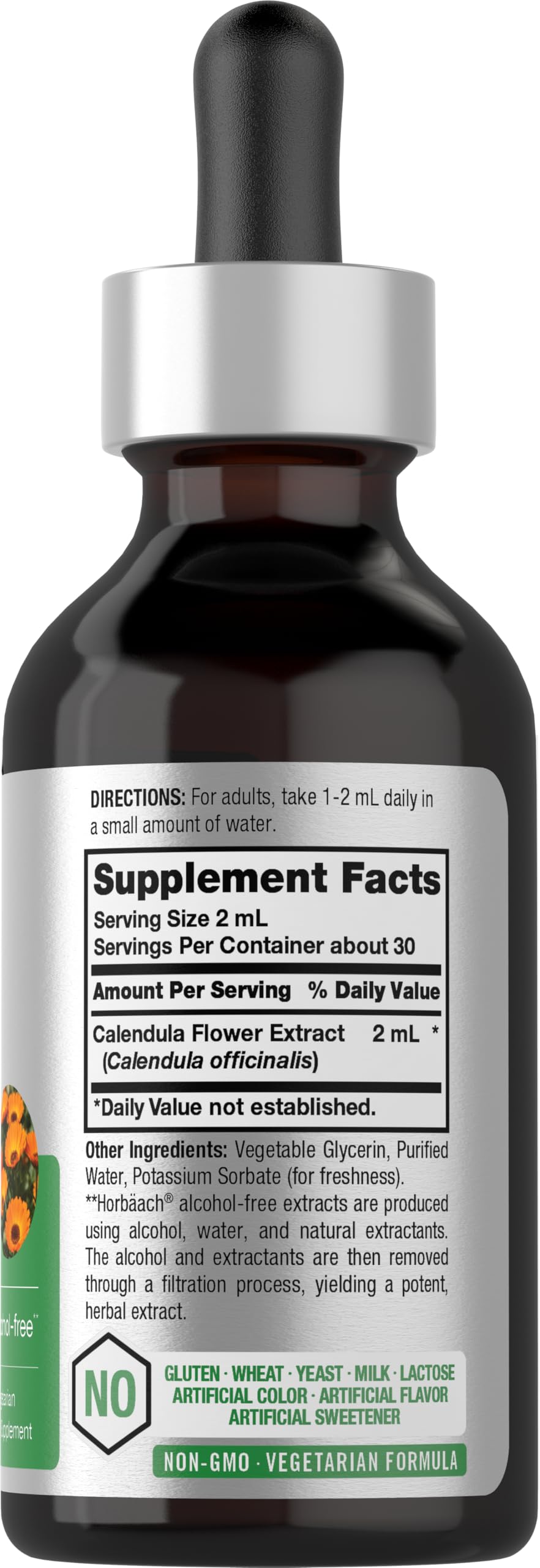Horbäach Calendula Tincture dropper for easy, travel-friendly dosing.