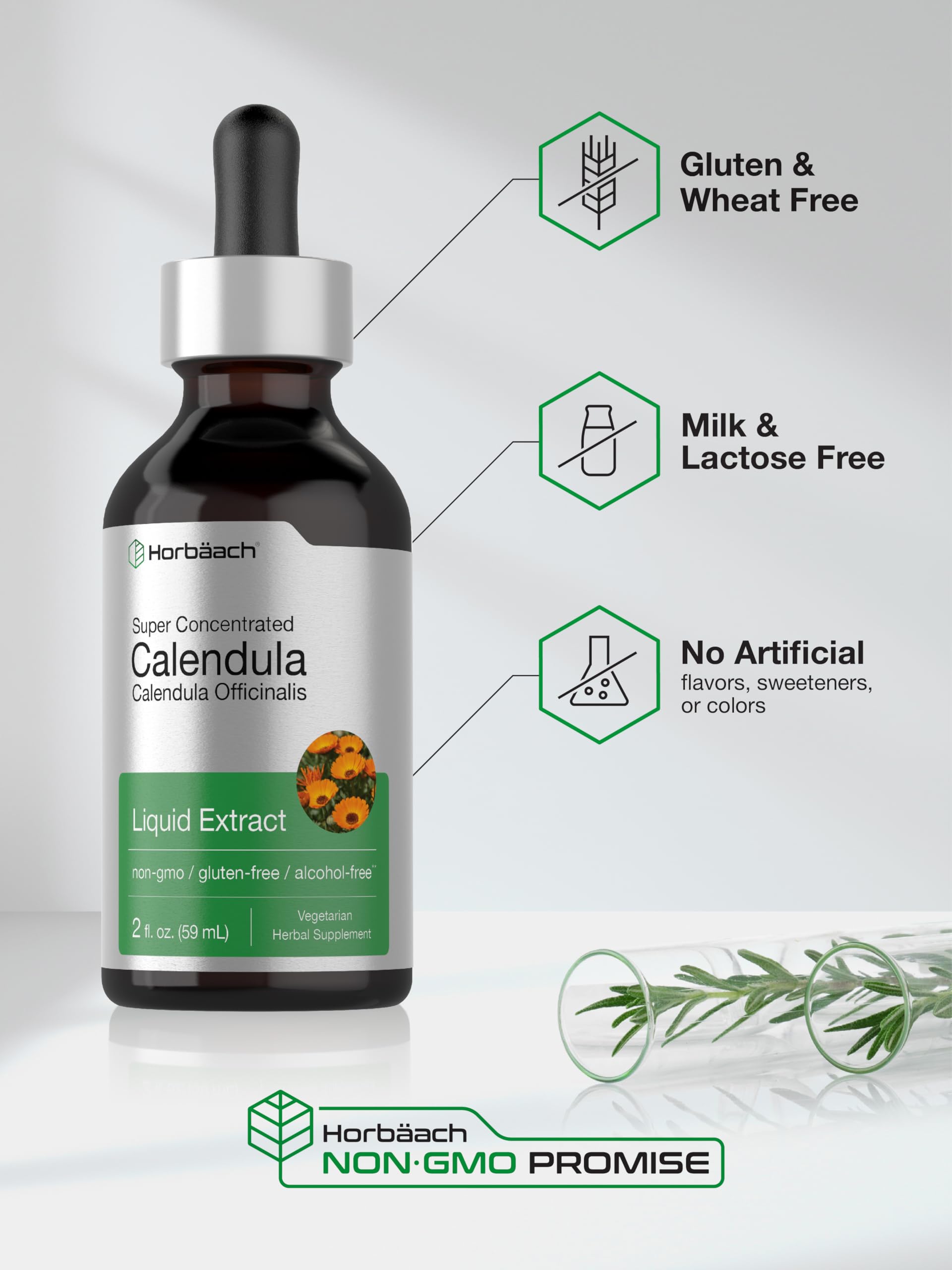 Horbäach Calendula Tincture ingredients panel for transparency and informed choices.