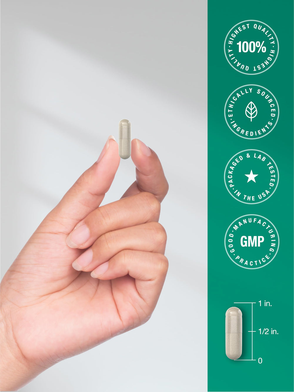 Capsules in hand demonstrate easy daily intake