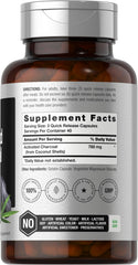 Cápsulas Horbäach de carbón activado, 780 mg, fácil de tomar