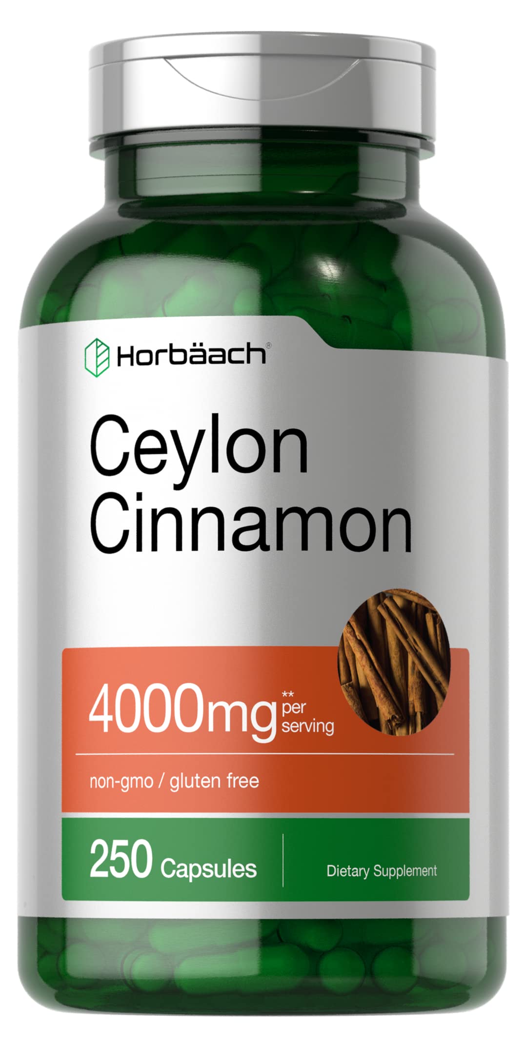 Horbäach Ceylon Cinnamon capsules in bottle for easy daily use