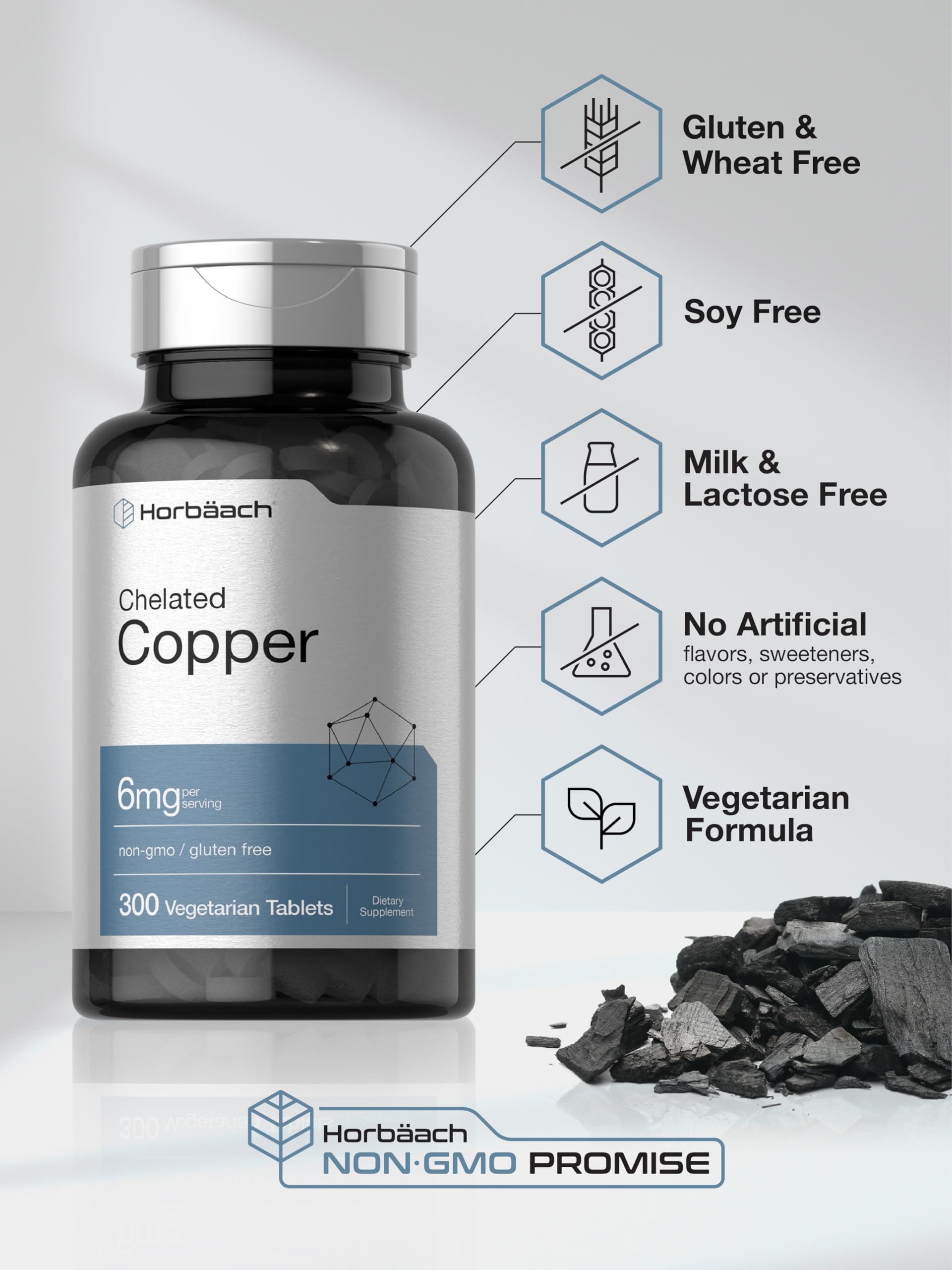 Horbäach Chelated Copper 6 mg packaging highlights purity