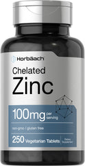 Horbaach Chelated Zinc 100 mg bottle front view supports daily wellness.