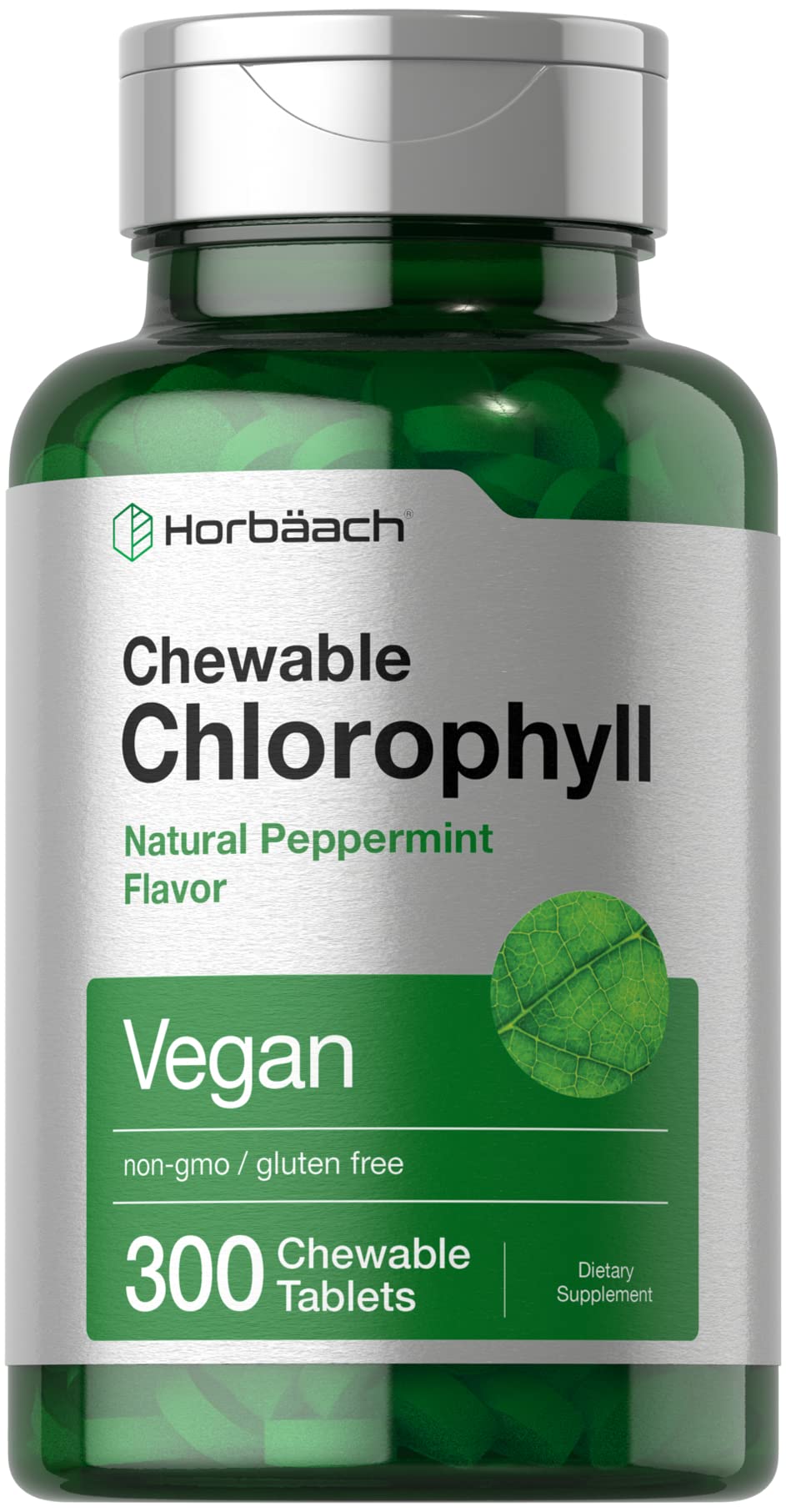 Horbäach Chlorophyll Pills chewable tablets with peppermint for daily vitality
