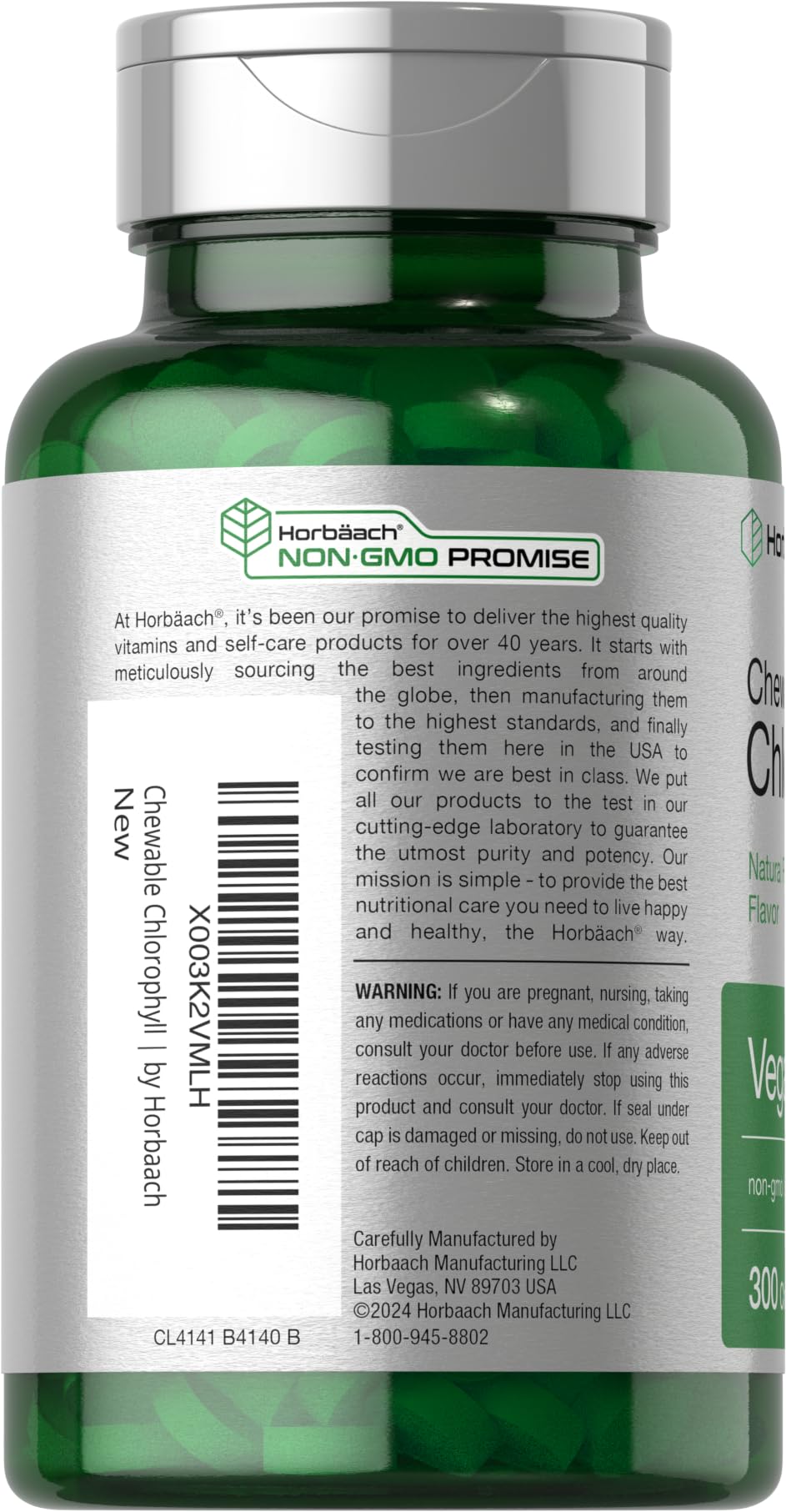 Horbäach Chlorophyll Pills vegan formula with alfalfa and chlorophyll