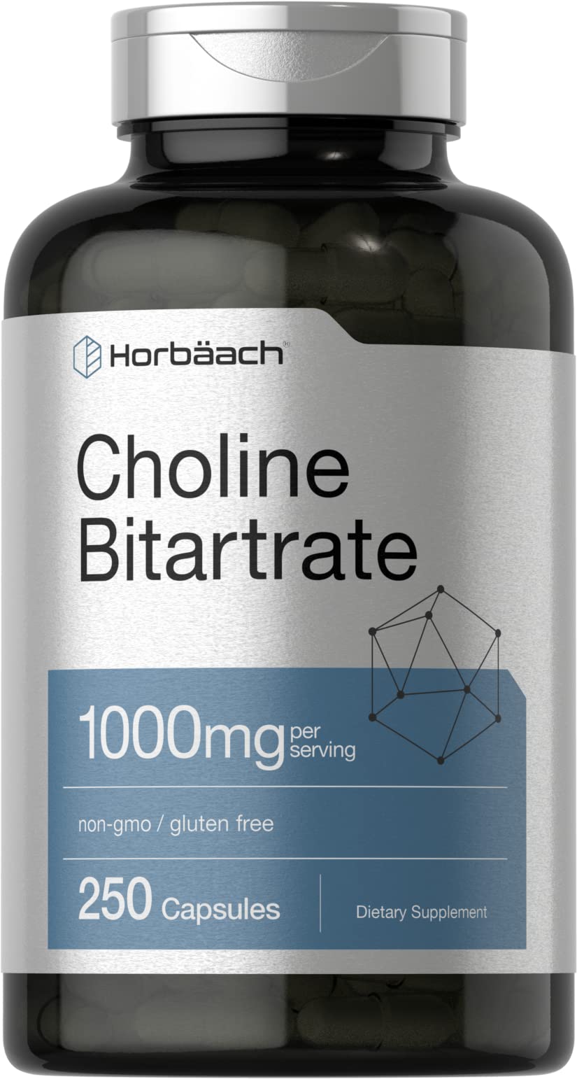 Horbaach Choline Bitartrate bottle for daily wellness routine