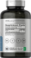 Horbaach Choline Bitartrate capsules close-up showing quick-release formula