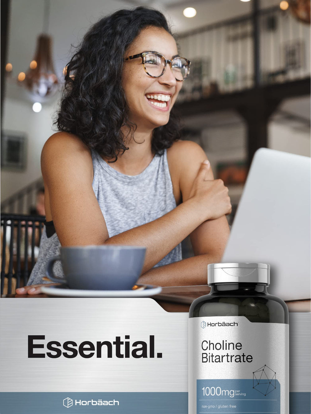Horbaach Choline Bitartrate bottle emphasizing high potency
