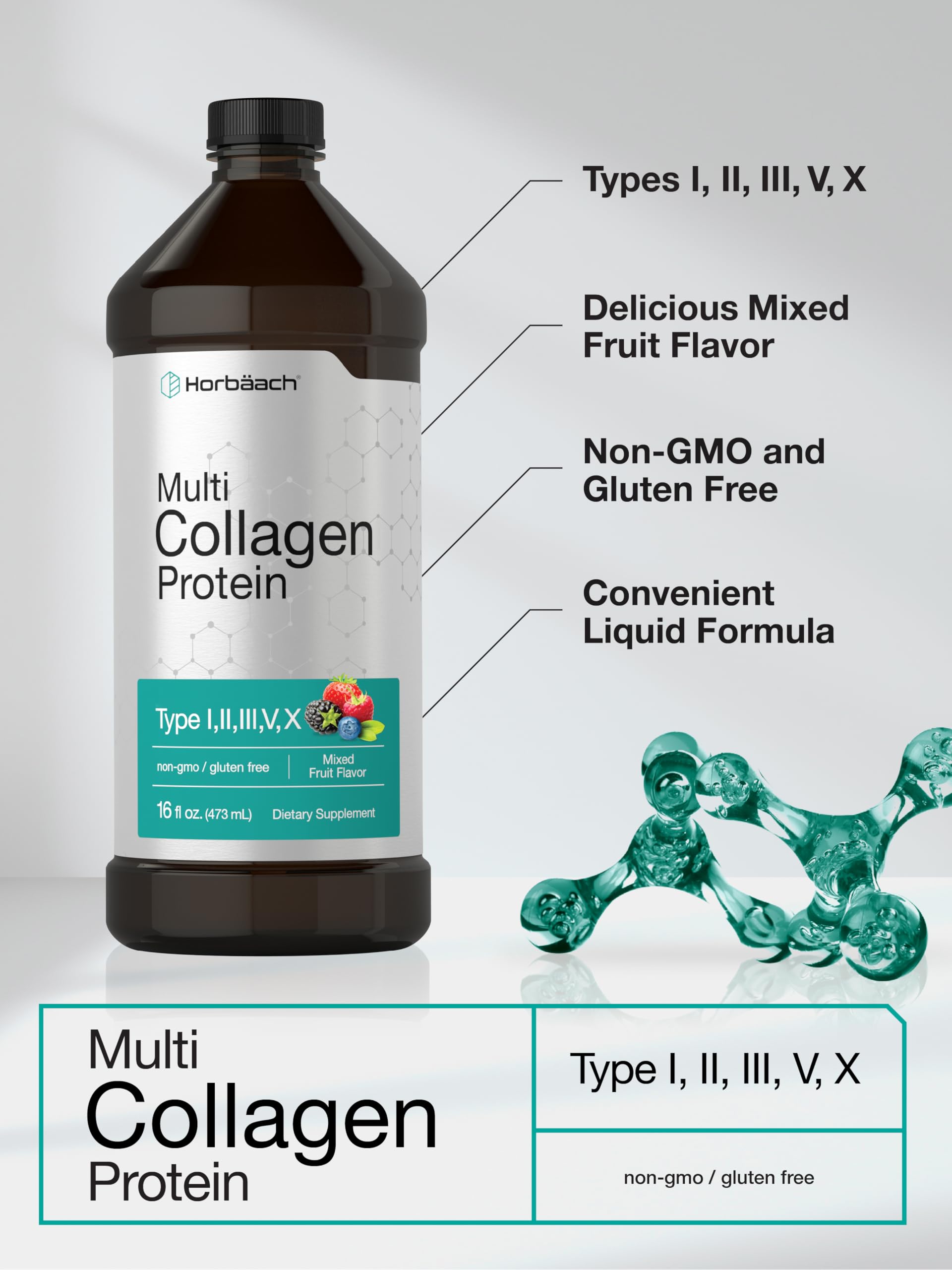 Horbaach ingredients panel highlights gluten free and non-GMO formula.