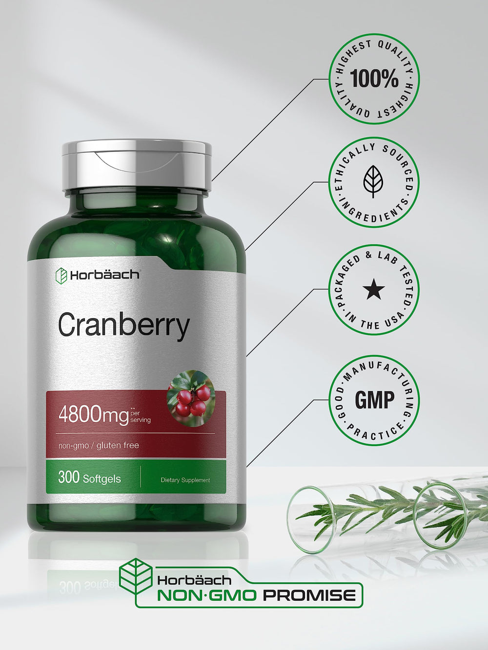 Horbäach Cranberry Pills bottle shown for portability in daily routines