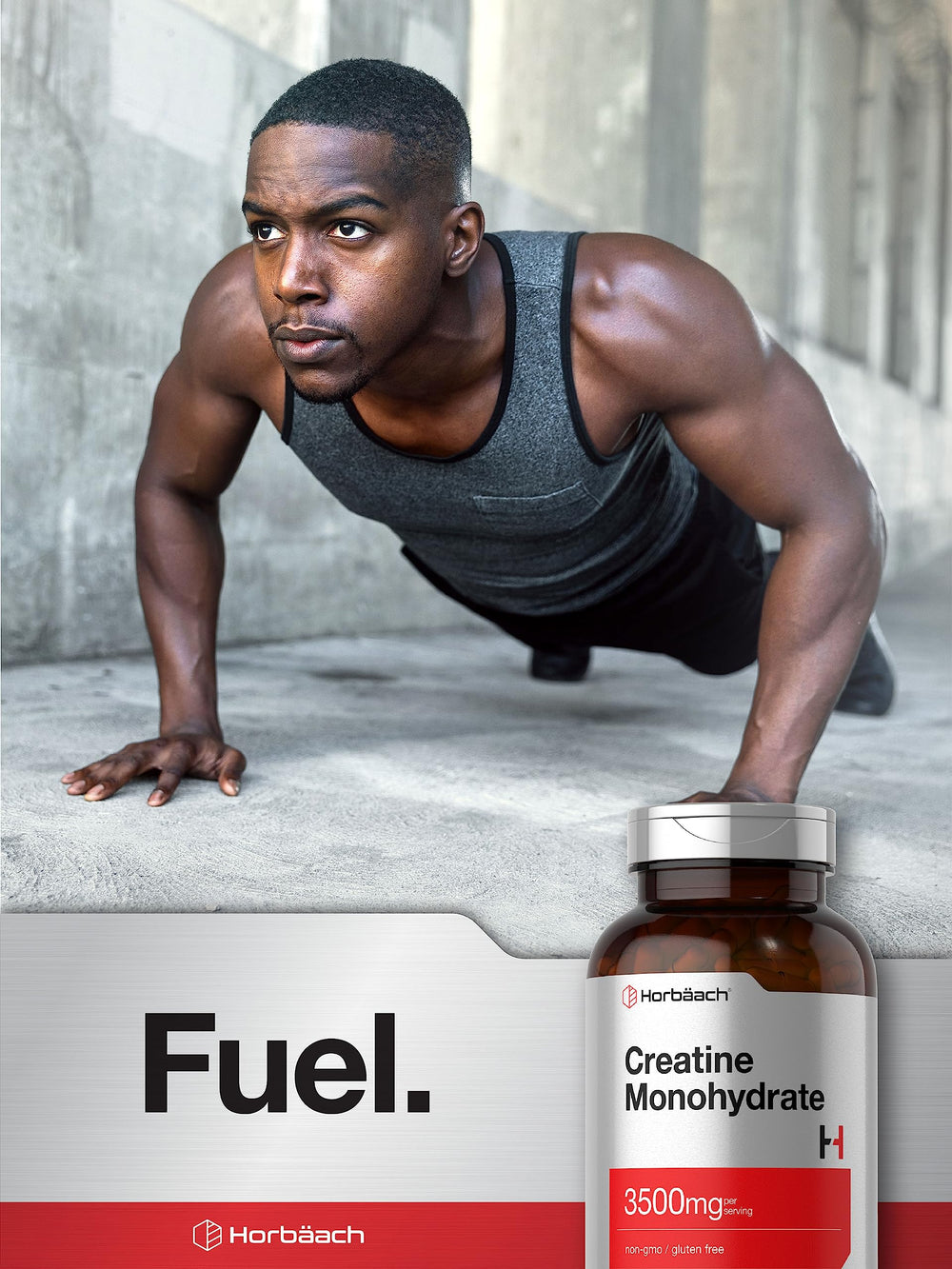 Horbäach Creatine Monohydrate Capsules gluten-free badge reassures allergen-conscious buyers