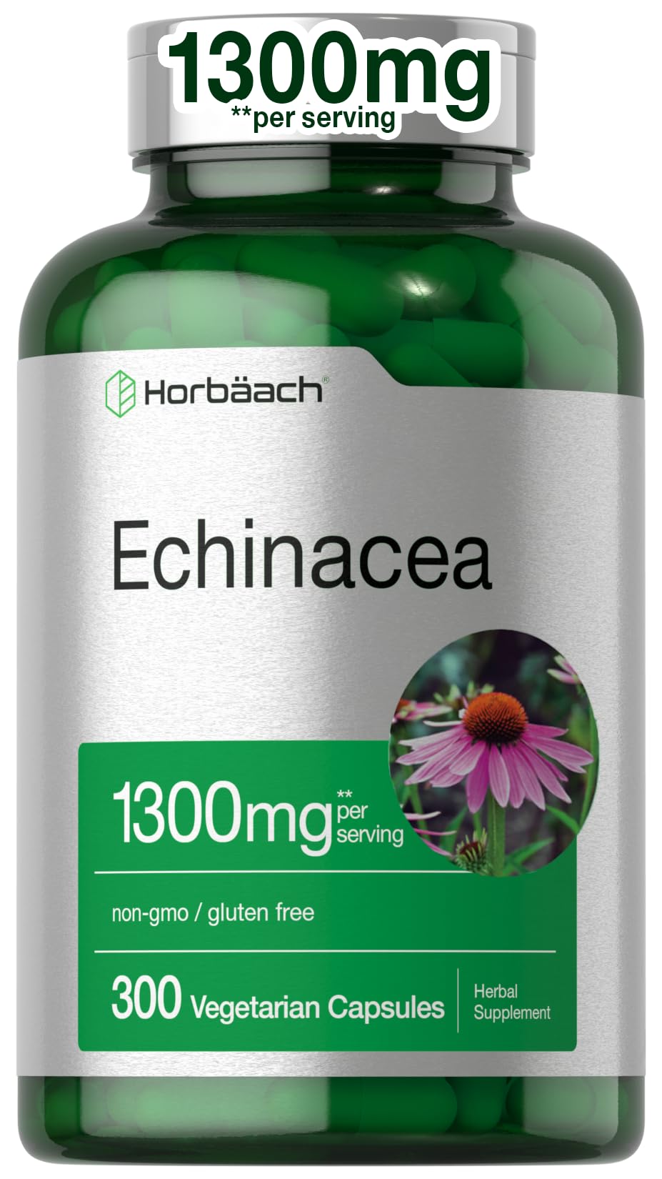 Horbäach Echinacea extract capsules in bottle for daily wellness routine