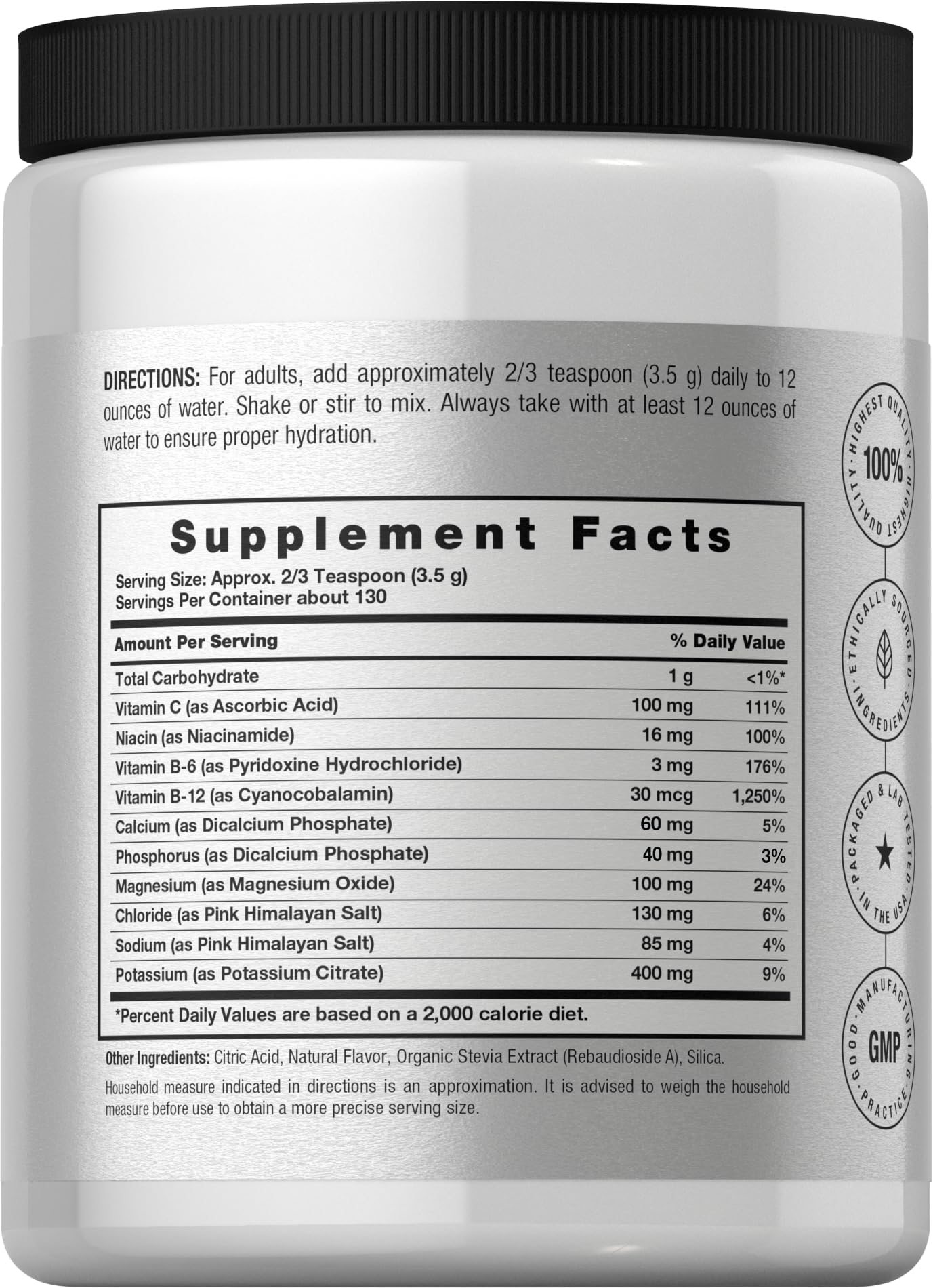 Horbäach Electrolytes Powder with measuring scoop highlights convenient powder form for on-the-go hydration.