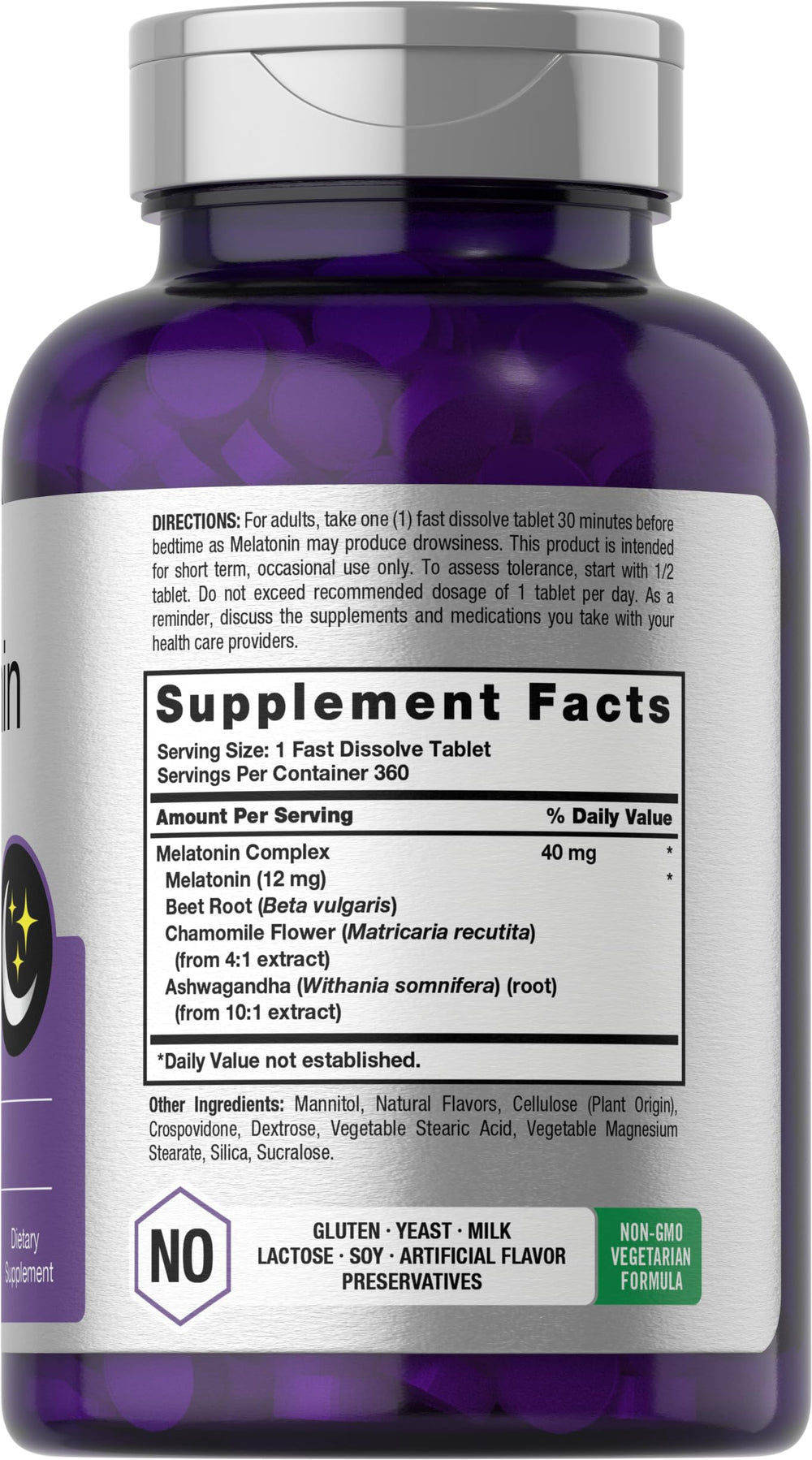 Close-up of Horbaach fast-dissolve tablets for quick bedtime onset.