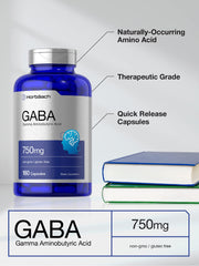 Horbaach GABA 750mg label back emphasizes trusted ingredients and purity.