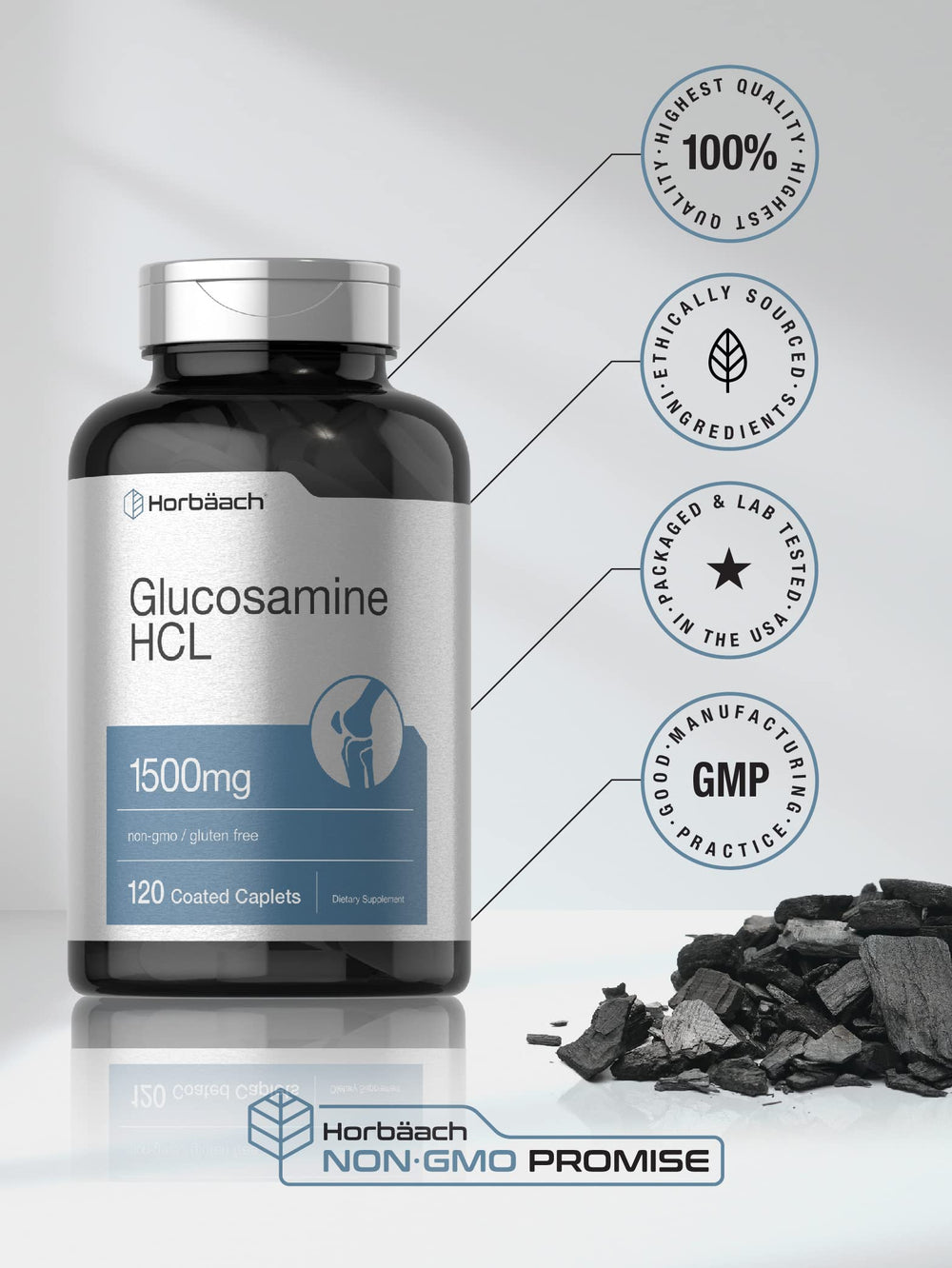 Horbäach Glucosamine HCL box open showing capsules