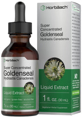 Horbaach Goldenseal tincture bottle showing alcohol-free extract for daily use.