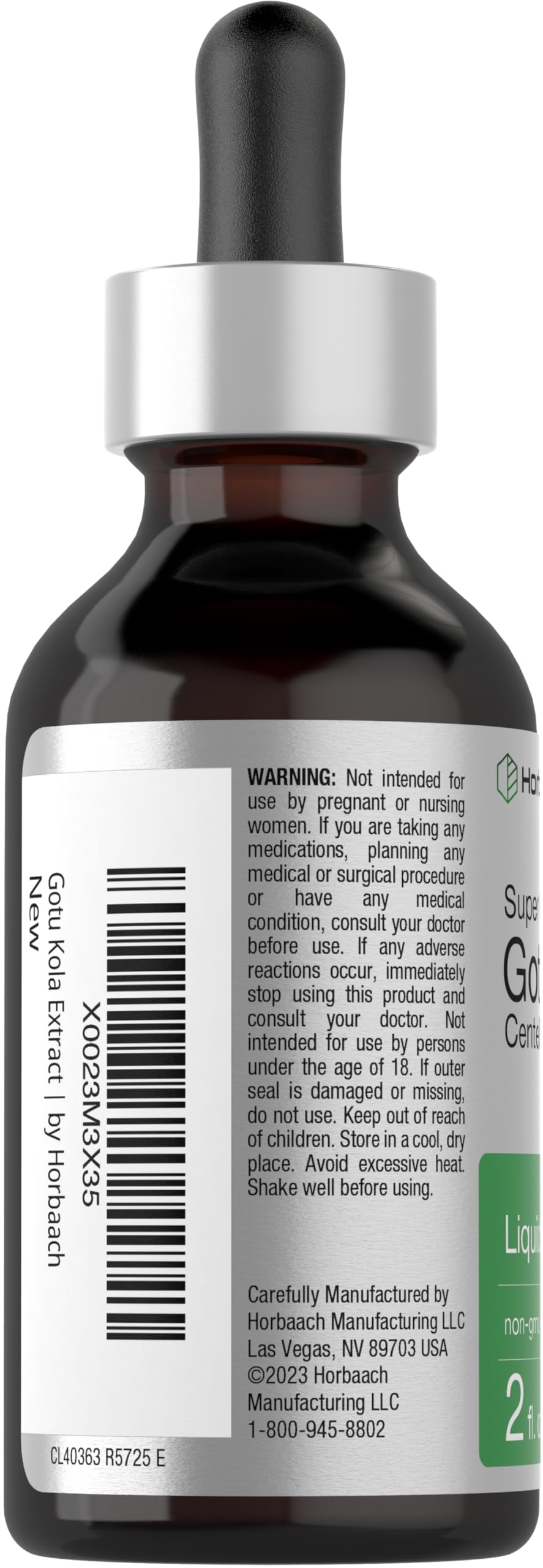 Alcohol-free liquid extract from Centella asiatica in a small bottle