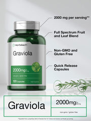 Close-up of Horbäach Graviola capsules showing easy dosing.
