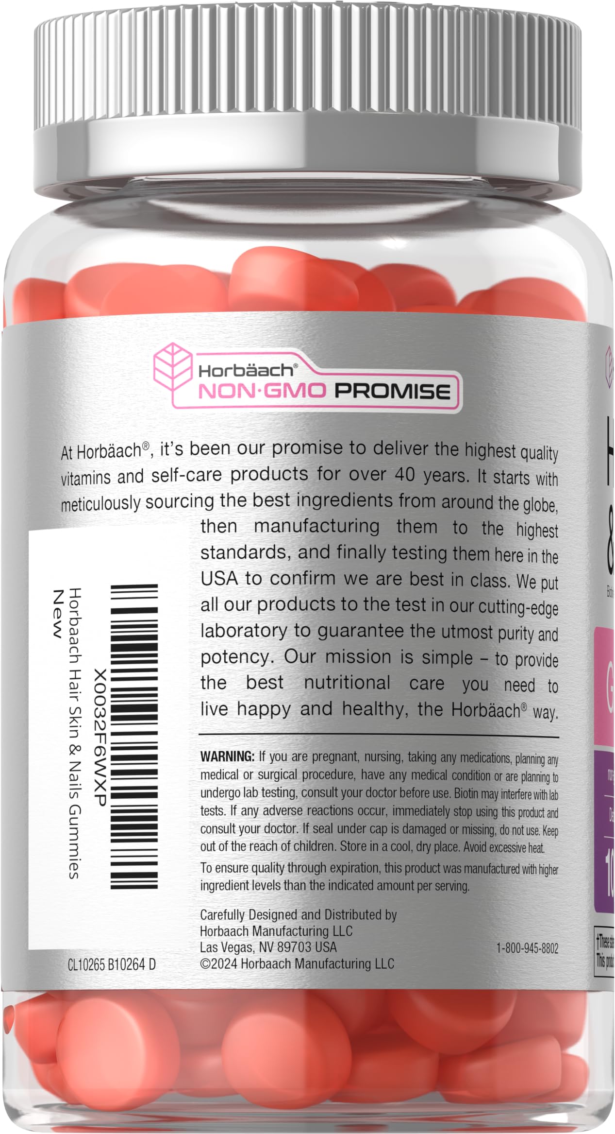Horbäach label close-up highlights gluten-free and non-GMO assurances