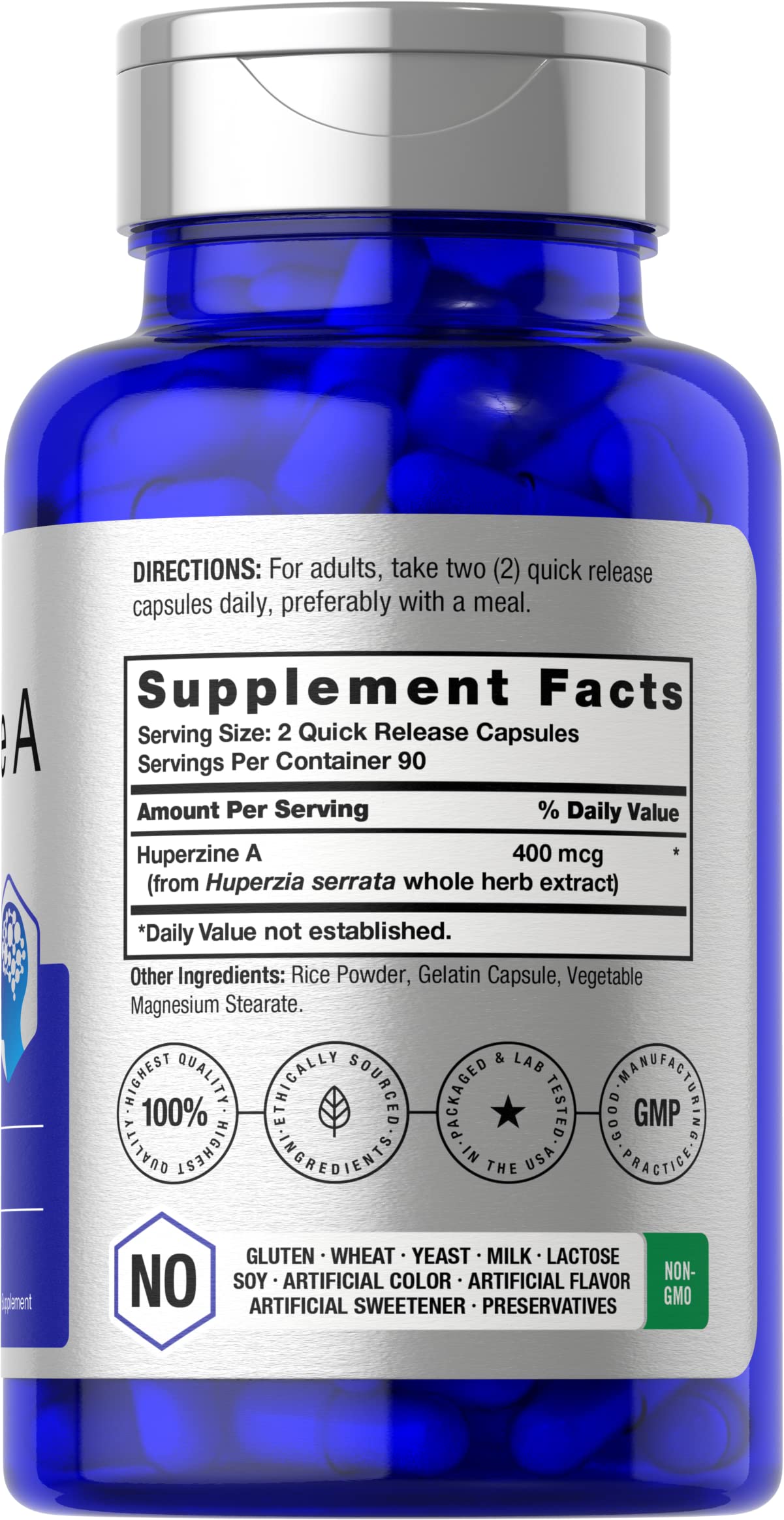 Horbäach Huperzine A capsules close-up illustrating quick-release design