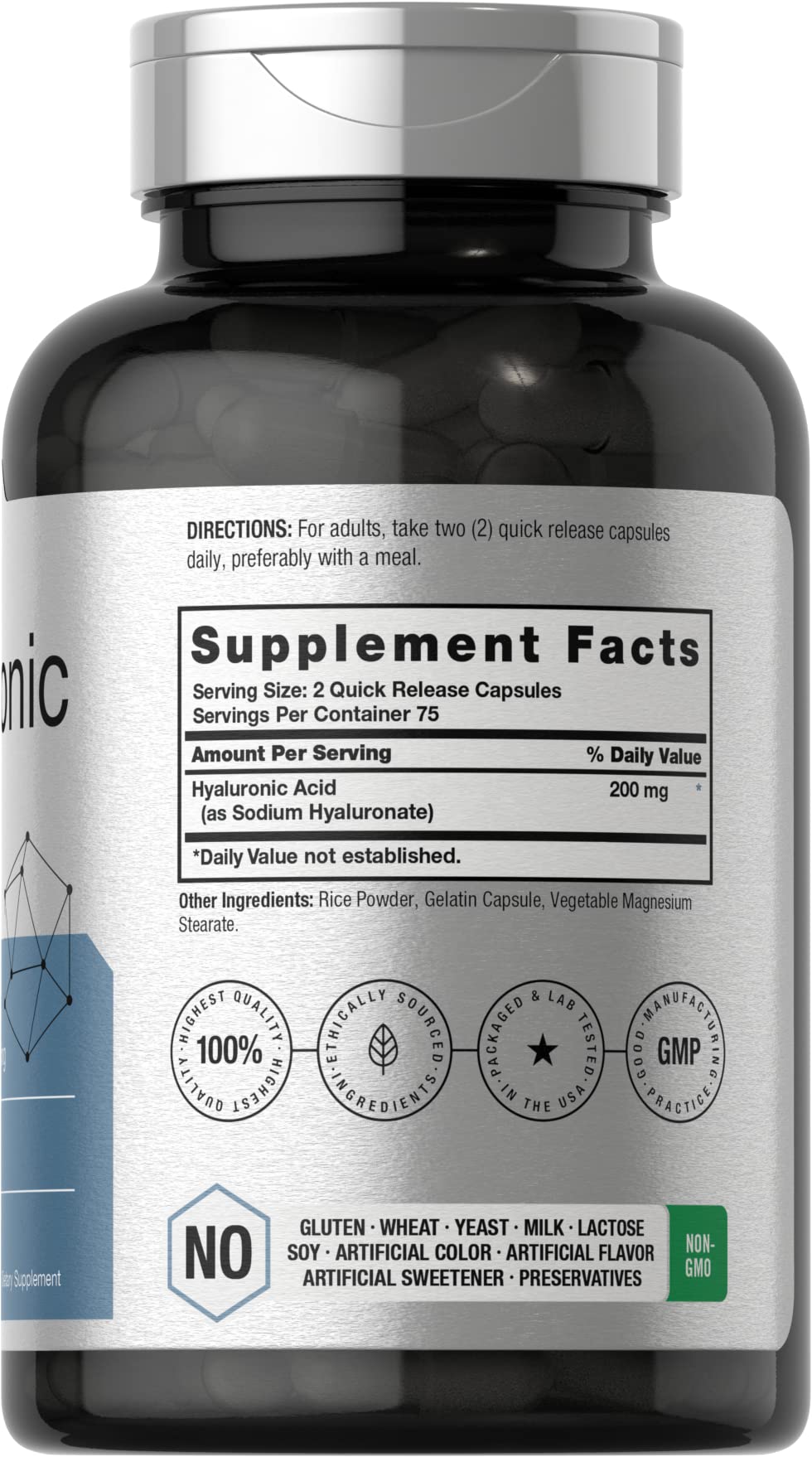 Horbäach Hyaluronic Acid capsules closeup highlighting quick-release capsules for easy daily use.