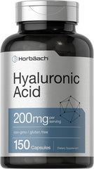 Horbäach Hyaluronic Acid supplement bottle with 200 mg capsules for daily wellness.