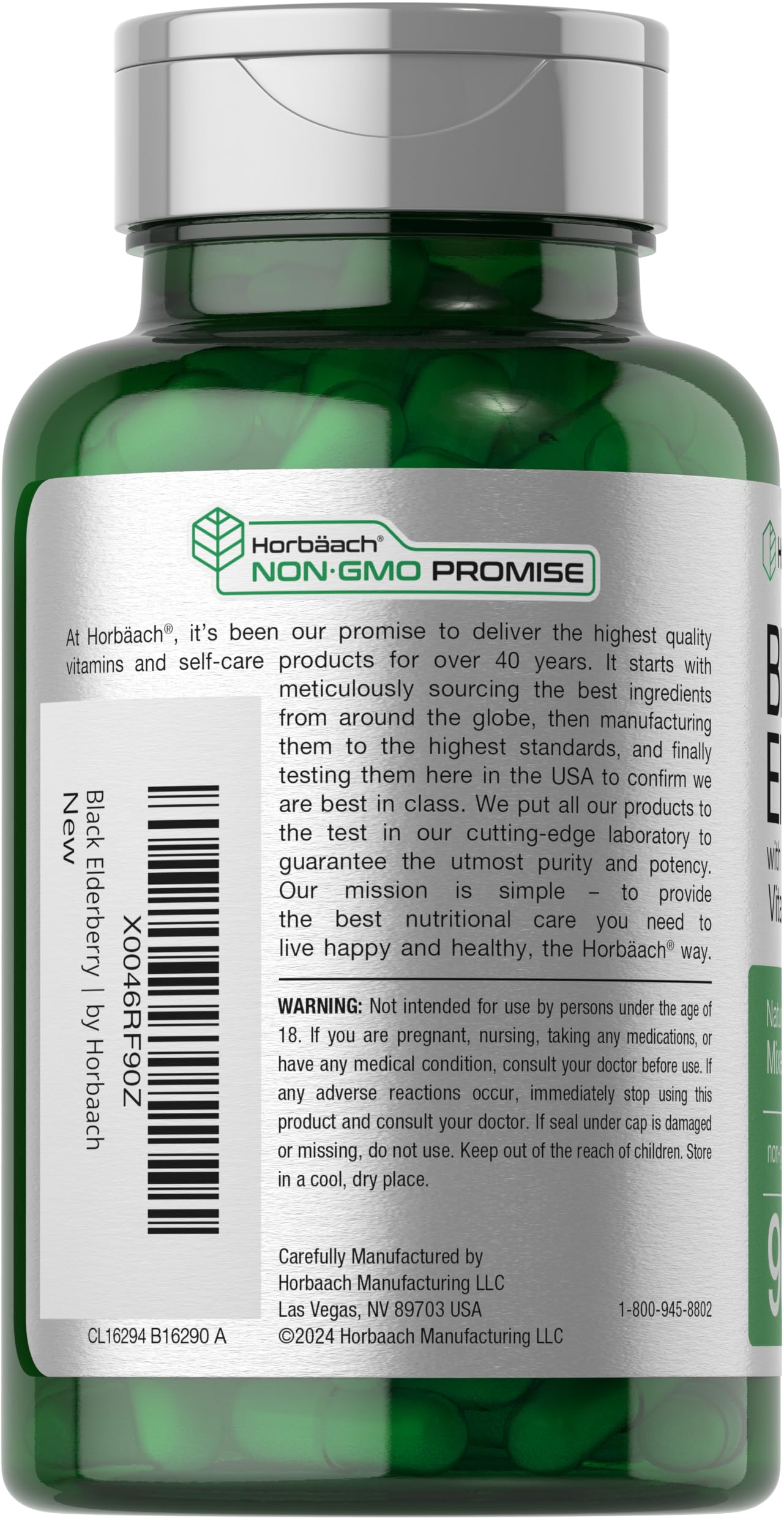 Horbaach Immune-support Elderberry label-shot highlighting ingredients