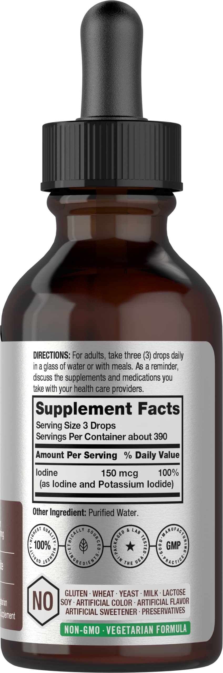 Horbäach Iodine Liquid Drops dropper cap, easy dosing for consistent intake.