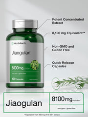 Horbäach Jiaogulan leaf extract packaging indicates potency.