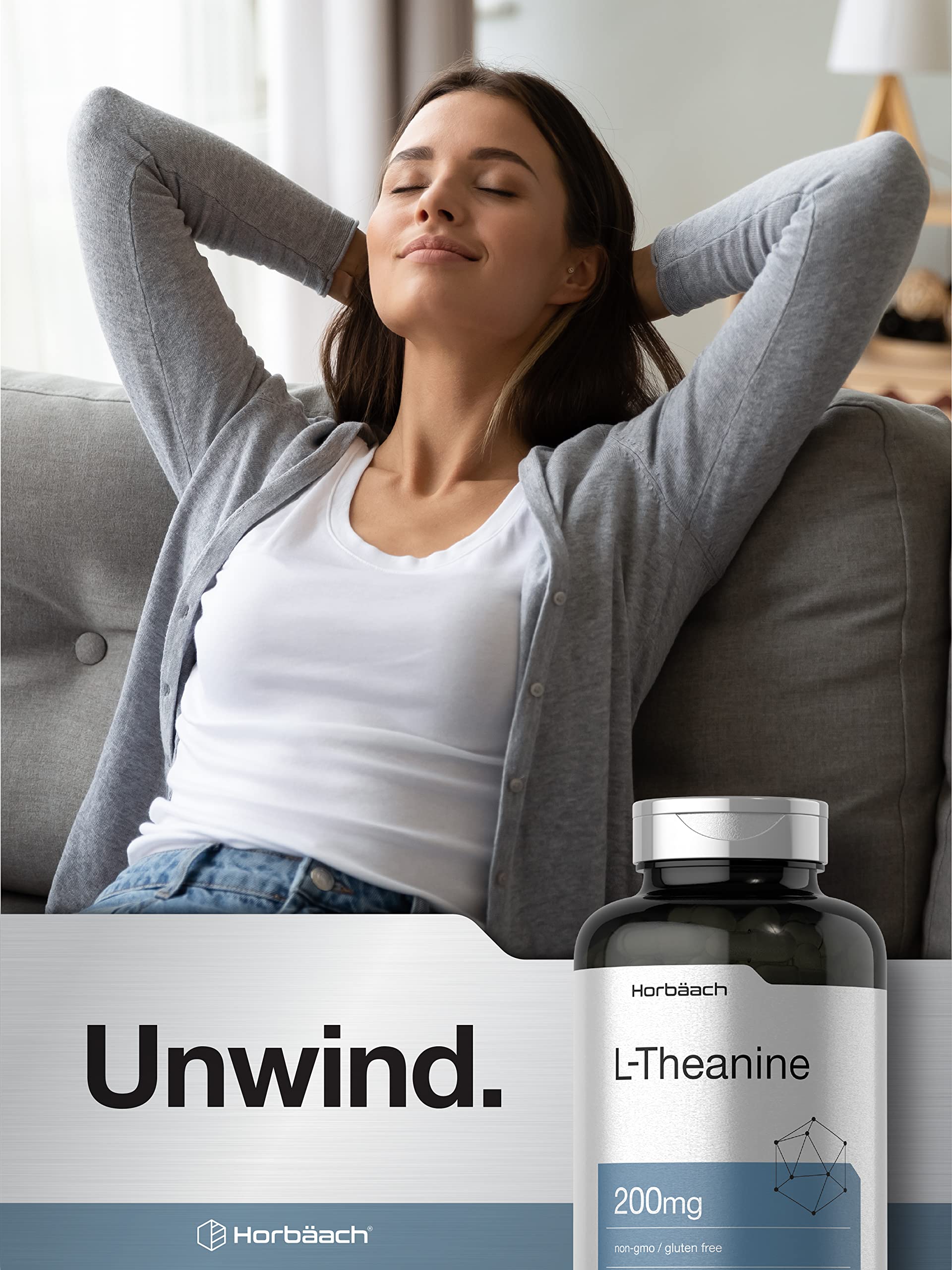 Horbäach L-Theanine glass bottle captures purity and potency