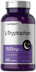 Horbäach L Tryptophan 1500mg capsules bottle for nightly routine.