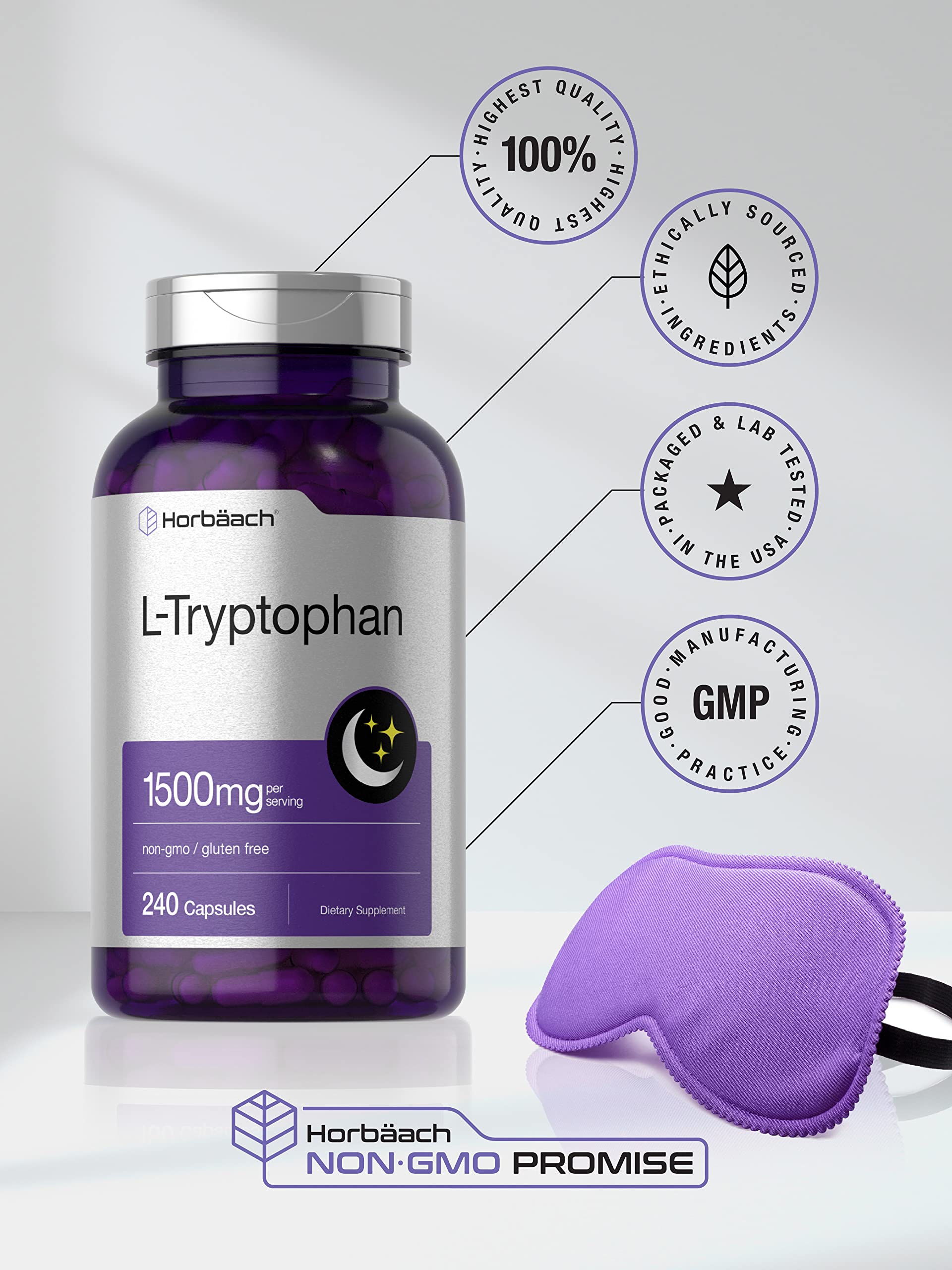 Horbäach bottle close-up showing 1500 mg per capsule.