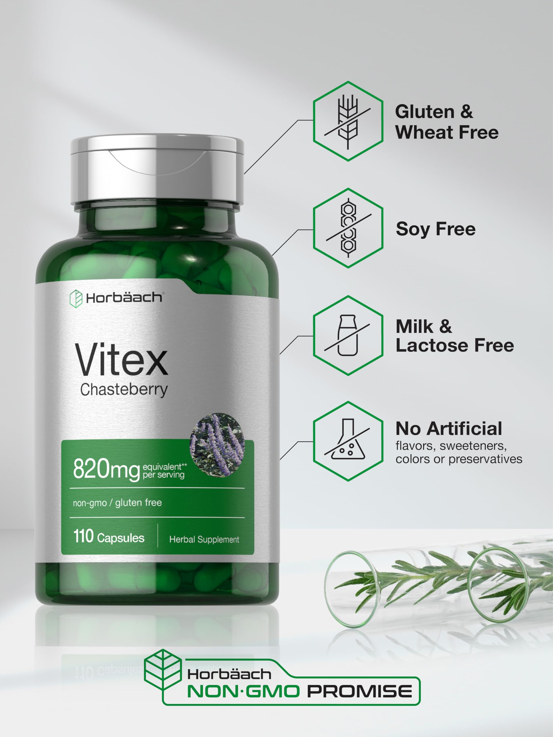 Horbäach lab-tested quality seal on Vitex Berry bottle