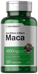 Horbäach Maca Root Capsules 120-count bottle for daily energy support.