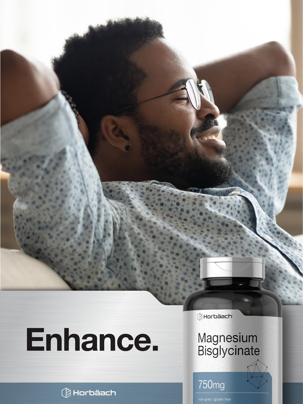 Horbäach Magnesium Bisglycinate back-label view showing ingredients panel.