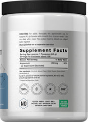 Horbäach Magnesium Glycinate Powder label close-up showing lemon flavor and non-GMO ingredients.