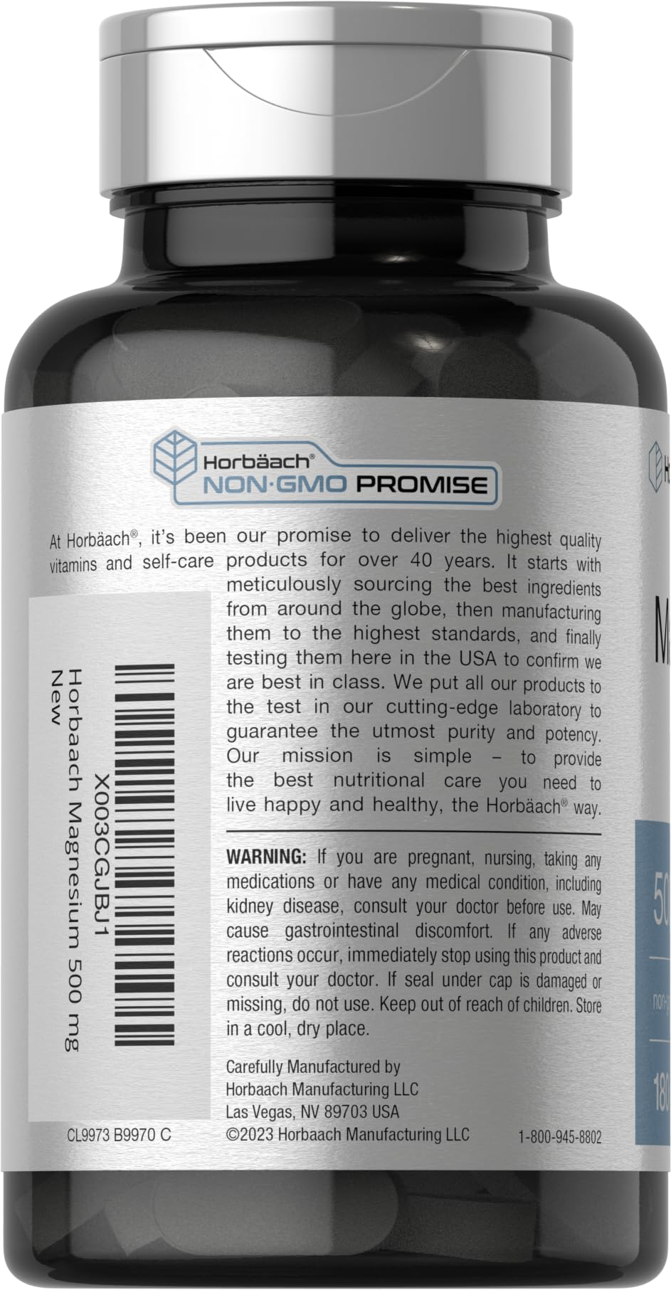 Horbäach Magnesium oxide formula highlighting a practical daily supplement.