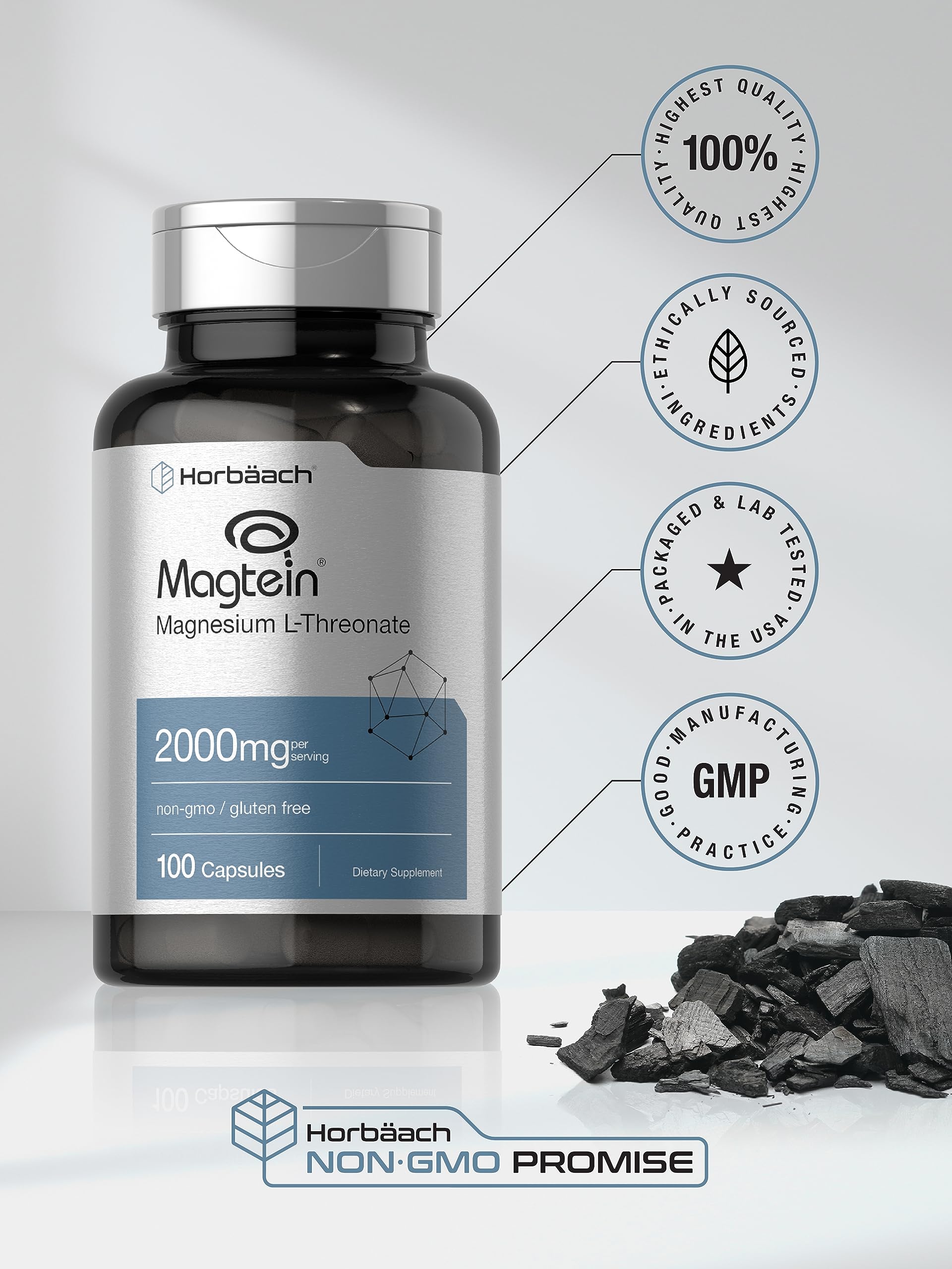 Unwrapped Horbaach Magtein packaging displaying bottle and capsules