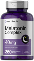 Horbaach melatonin 40mg complex bottle promotes a calm bedtime routine.